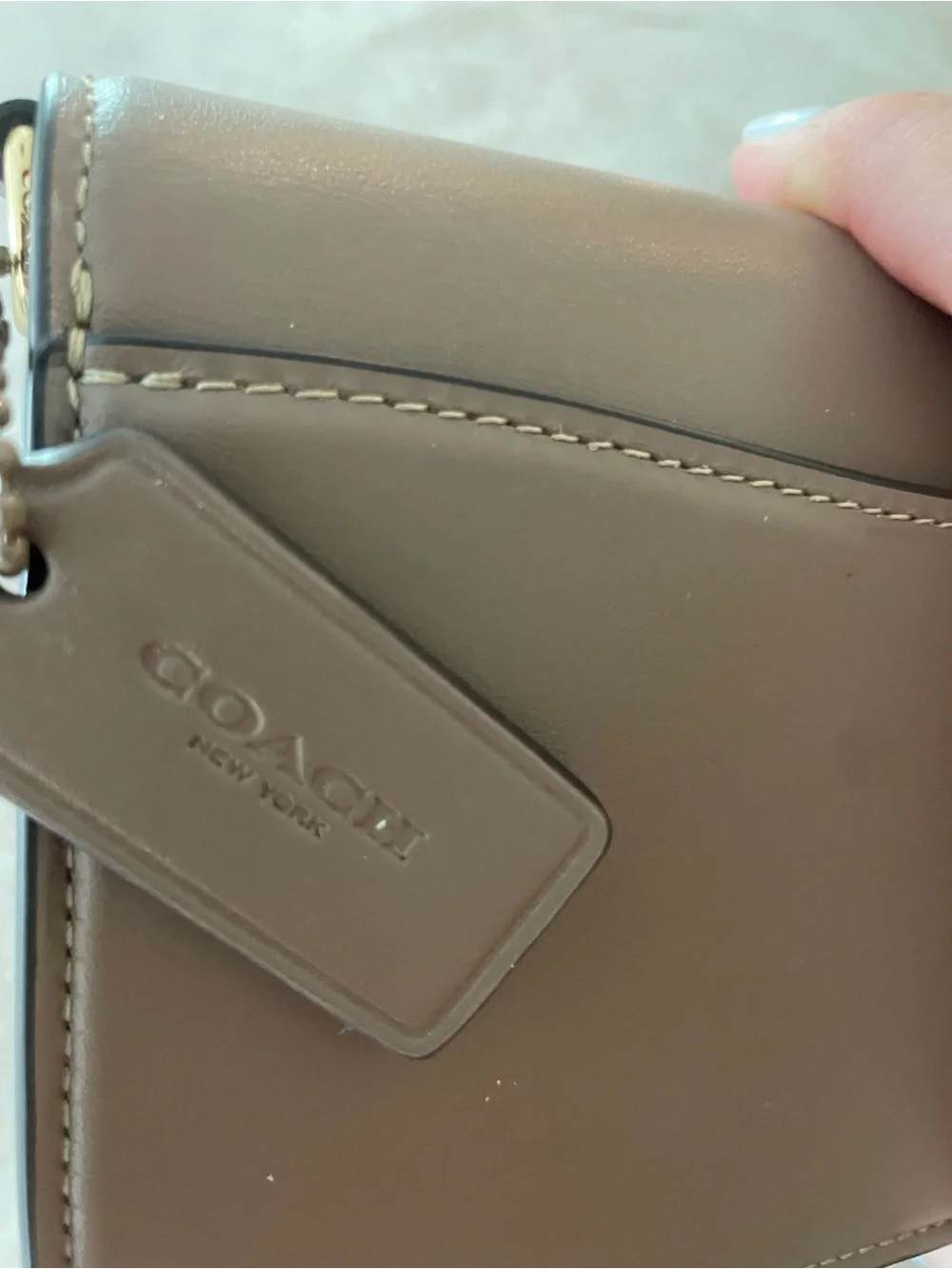 Coach Toni Taupe Leather Logo Crossbody